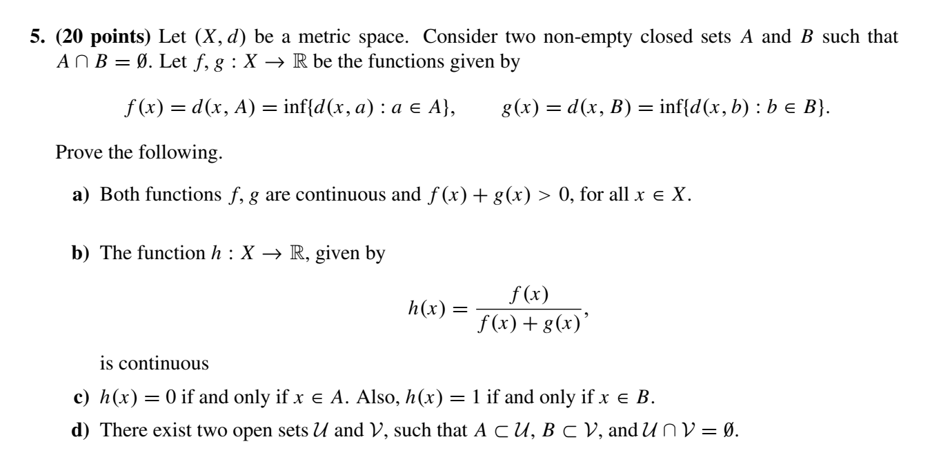 Solved 5 Points Let X D Be A Metric Space Consi Chegg Com