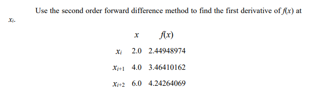 Solved Use the second order forward difference method to | Chegg.com