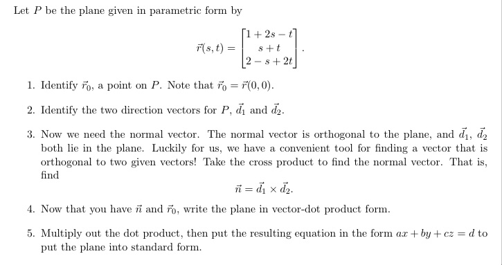 Solved Let P be the plane given in parametric form by | Chegg.com