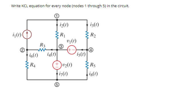 Solved Write KCL equation for every node (nodes 1 through 5) | Chegg.com