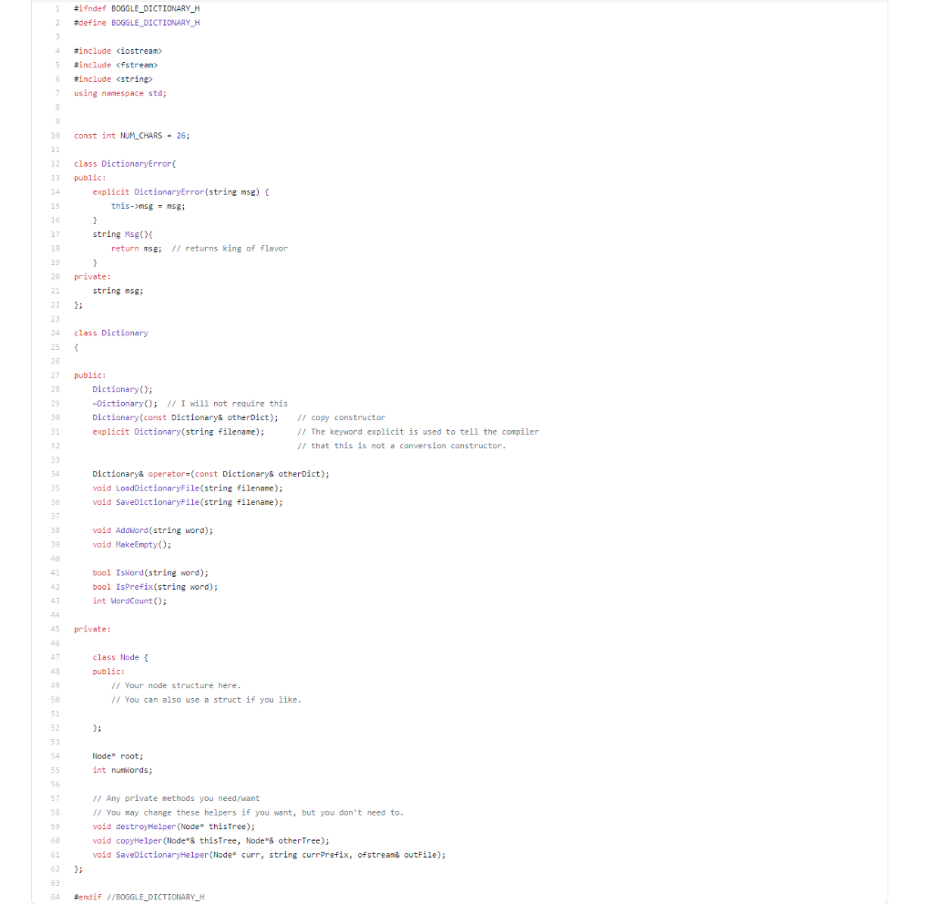 objective: trie (prefix tree) in c++ Here is the | Chegg.com