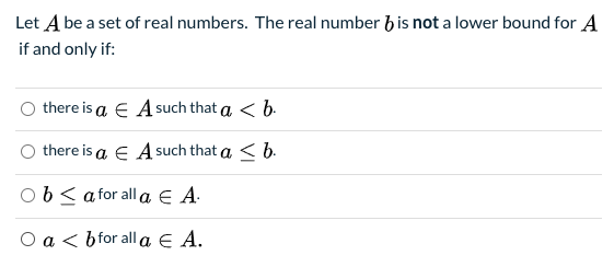 Solved Let A Be A Set Of Real Numbers. The Real Number B Is | Chegg.com