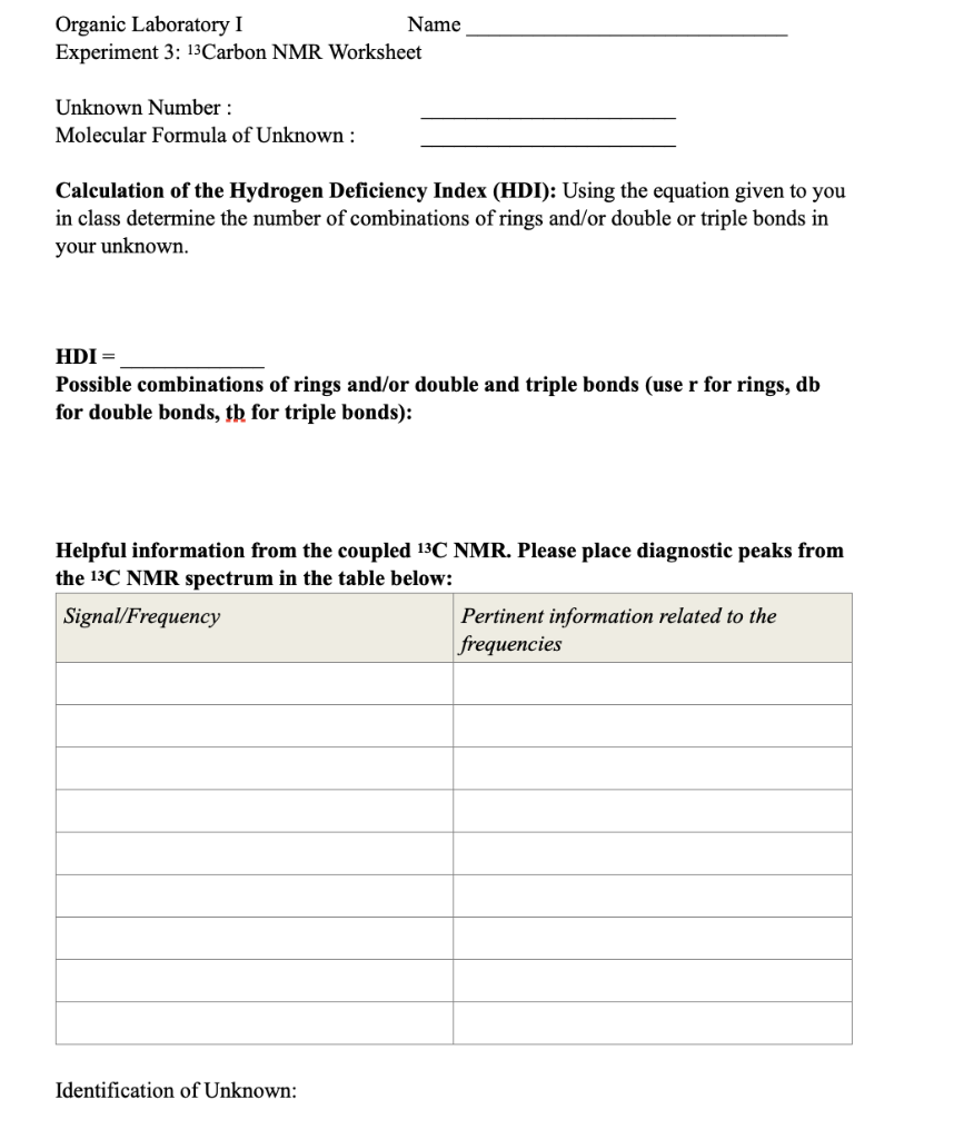 Solved Calculation of the Hydrogen Deficiency Index (HDI): | Chegg.com