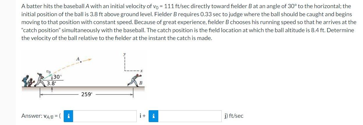 Solved A Batter Hits The Baseball A With An Initial Velocity | Chegg.com