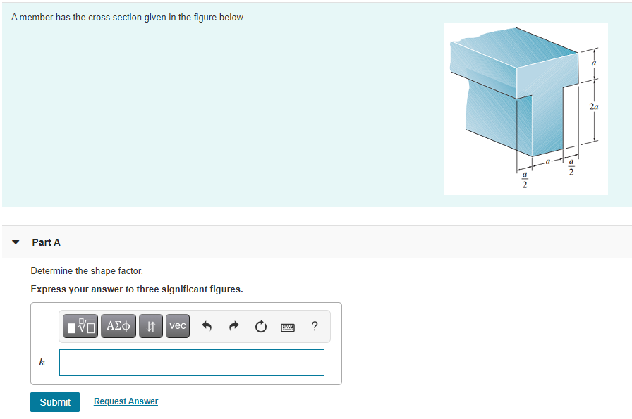 Solved A member has the cross section given in the figure | Chegg.com