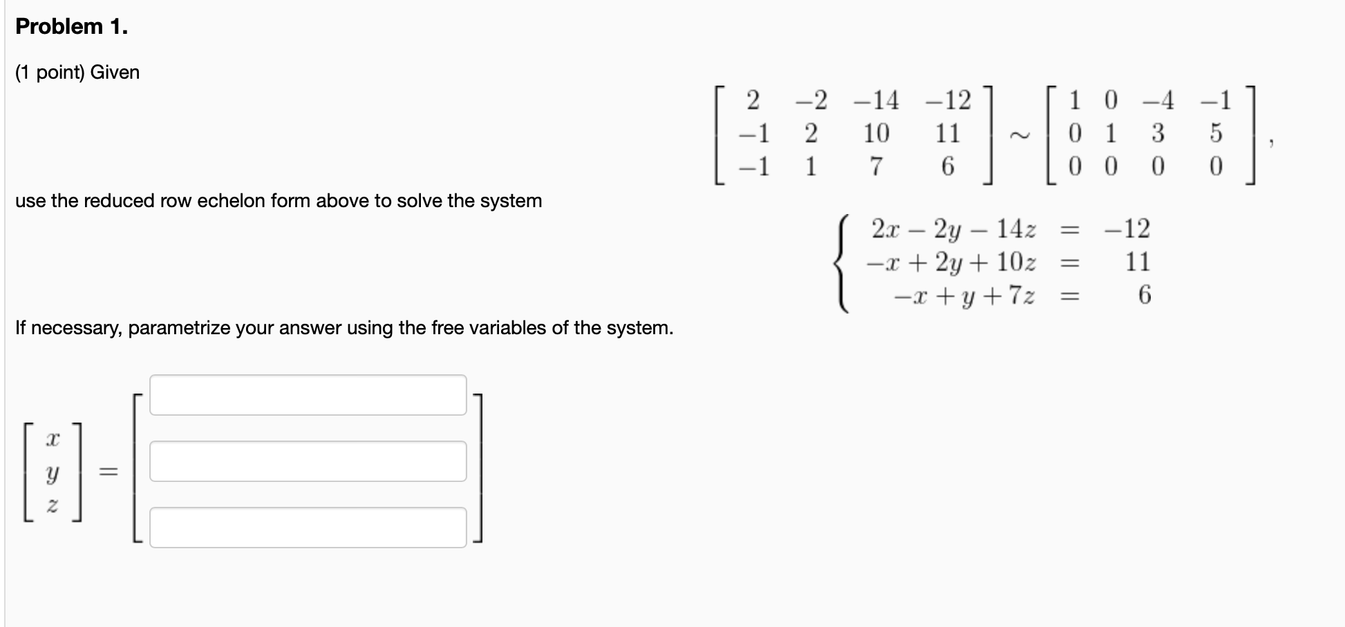 Solved Problem 1. (1 point) Given | Chegg.com