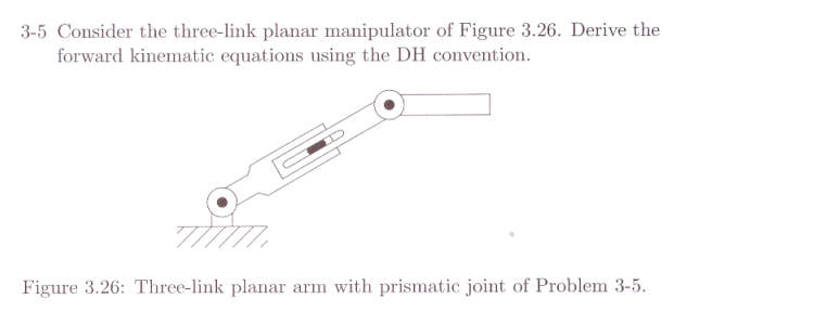 Solved 3-5 Consider the three-link planar manipulator of | Chegg.com