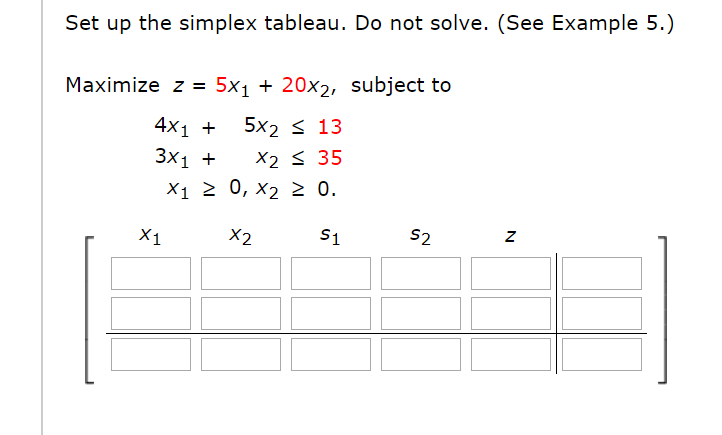 Solved Set up the simplex tableau. Do not solve. (See | Chegg.com