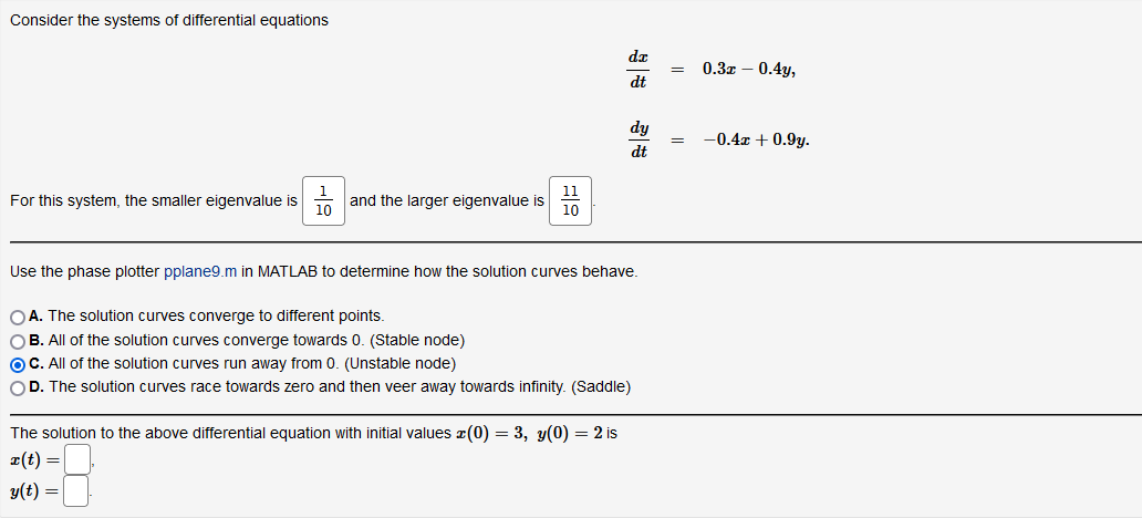 Solved Consider The Systems Of Differential Equations Du | Chegg.com