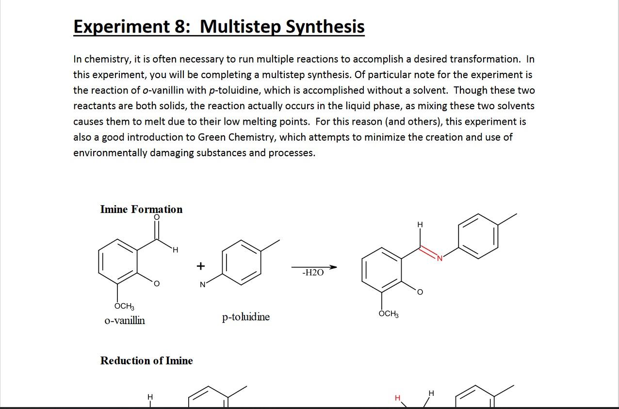 Solved Experiment 8: Multistep Synthesis In chemistry, it is | Chegg.com