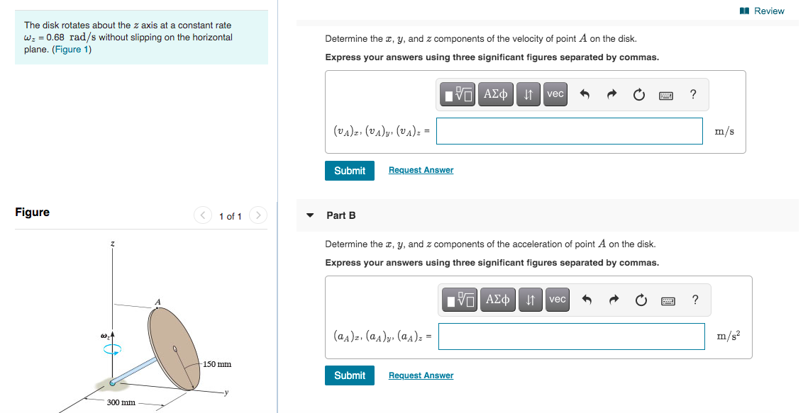 Solved Review The disk rotates about the z axis at a | Chegg.com