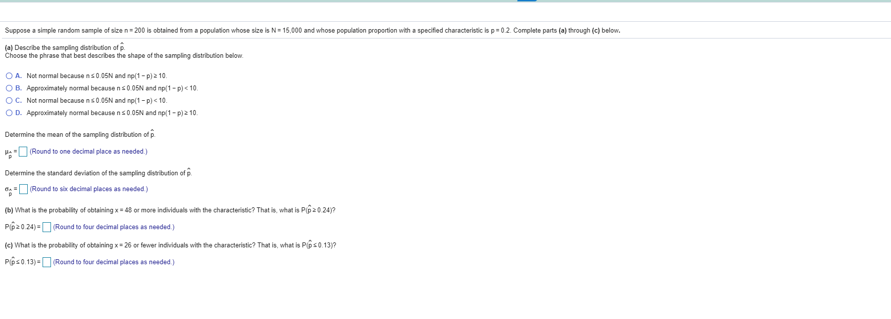 Solved Suppose a simple random sample of size nequals200 is | Chegg.com