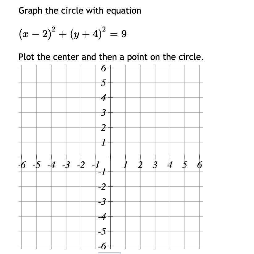 Solved Graph The Circle With Equation X 2 Y 4 2 Chegg Com