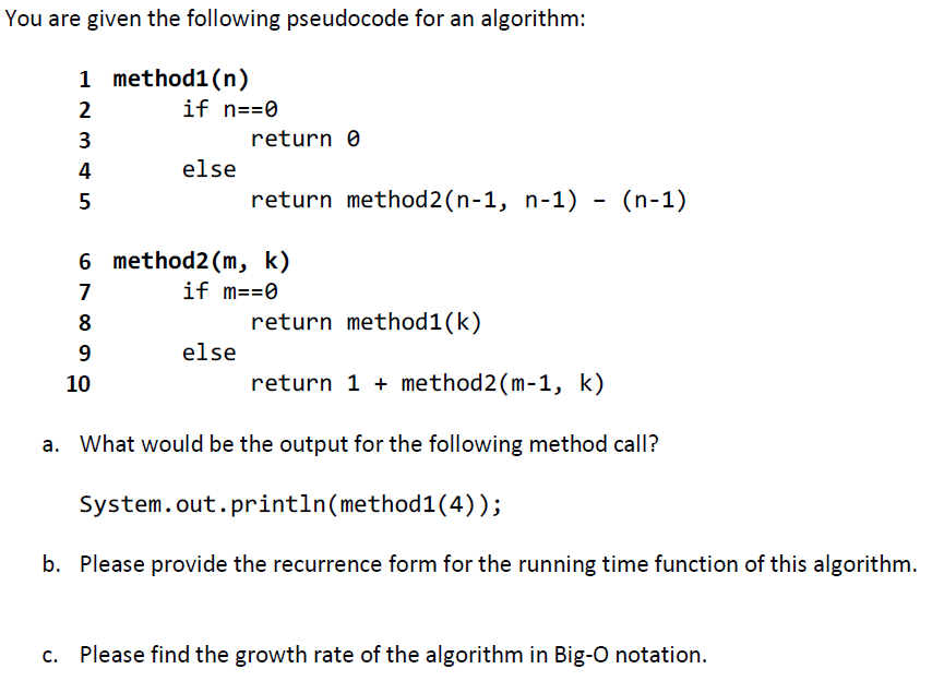 solved-you-are-given-the-following-pseudocode-for-an-chegg