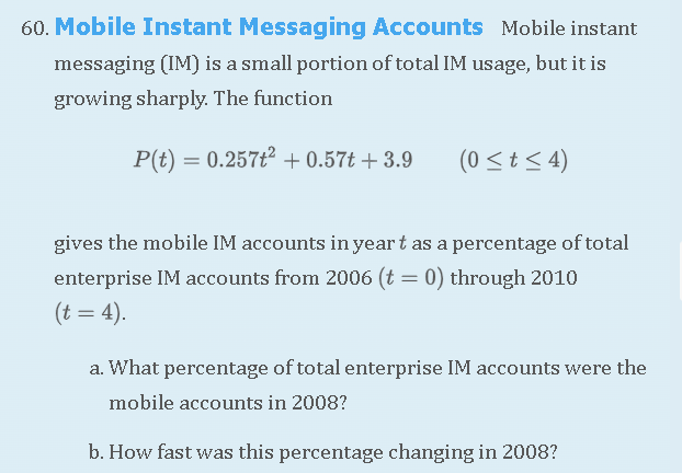 Solved 60. Mobile Instant Messaging Accounts Mobile instant | Chegg.com