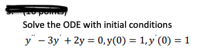 Solved роли Solve the ODE with initial conditions y" – 3y' + | Chegg.com