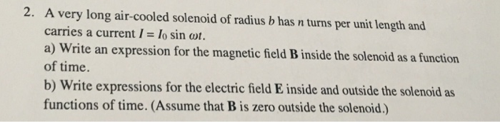 Solved A Very Long Air-cooled Solenoid Of Radius B Has N | Chegg.com