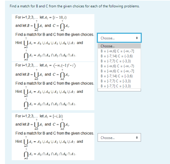 Solved Find A Match For B And C From The Given Choices For | Chegg.com