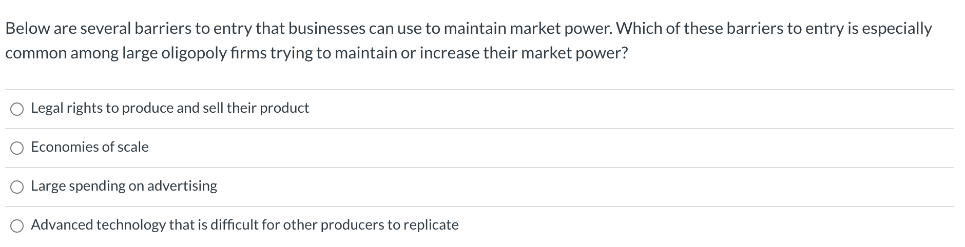 Solved Below are several barriers to entry that businesses | Chegg.com