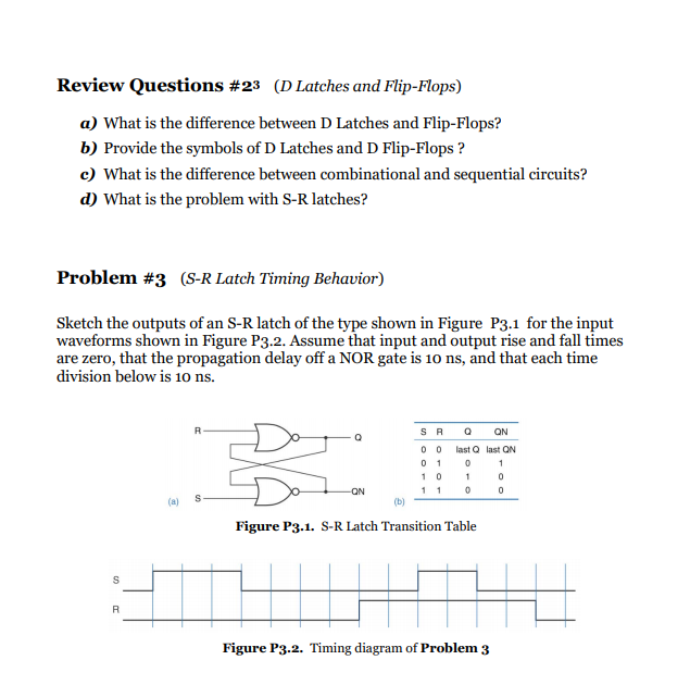 Solved Review Questions 23 (D Latches and FlipFlops) a)