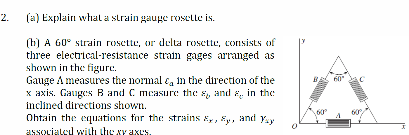 Solved 2. (a) Explain What A Strain Gauge Rosette Is. (b) A | Chegg.com