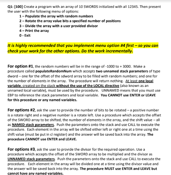 Solved Q1: [100] Create a program with an array of 10 SWORDS | Chegg.com