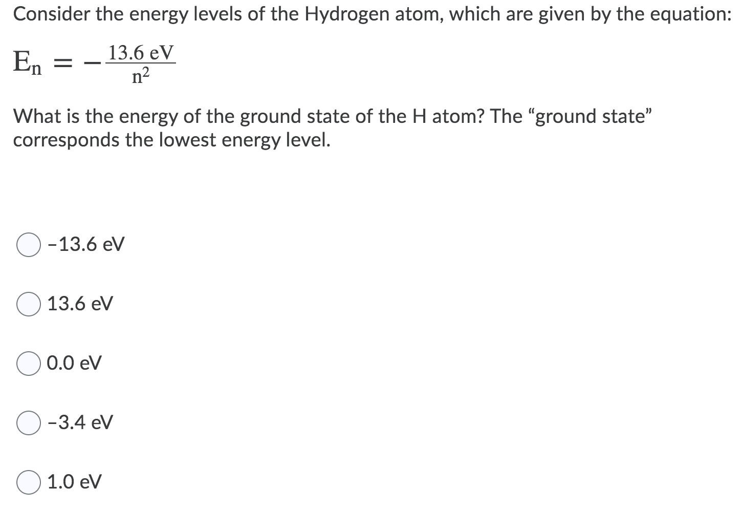 Solved Consider the energy levels of the Hydrogen atom, | Chegg.com