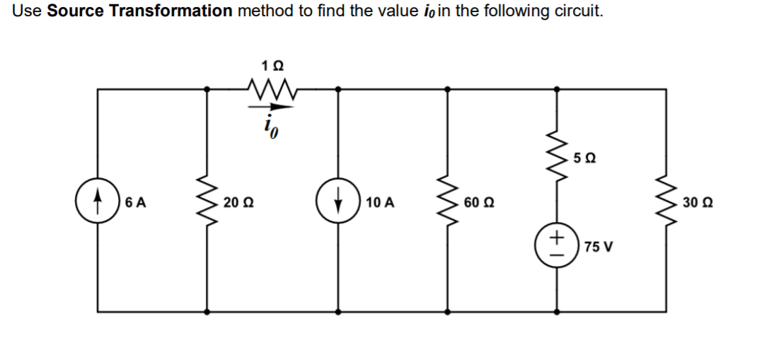 Solved Use Source Transformation method to find the value io | Chegg.com