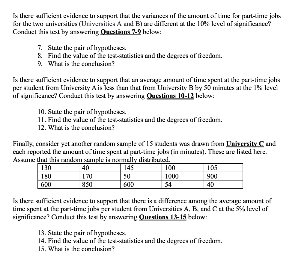 Solved Suppose that the amount of time University A students | Chegg.com
