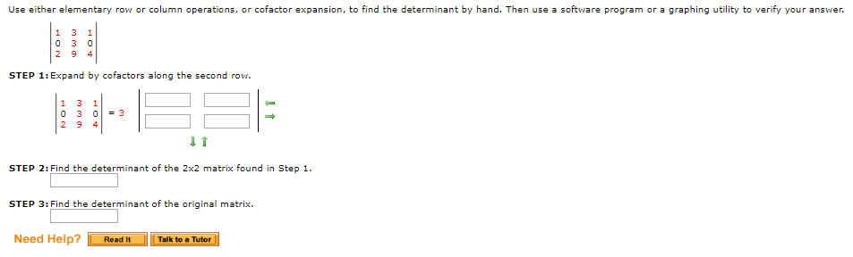Solved Use either elementary row or column operations, or | Chegg.com