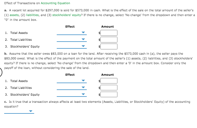 Solved Effect of Transactions on Accounting Equation a. A | Chegg.com