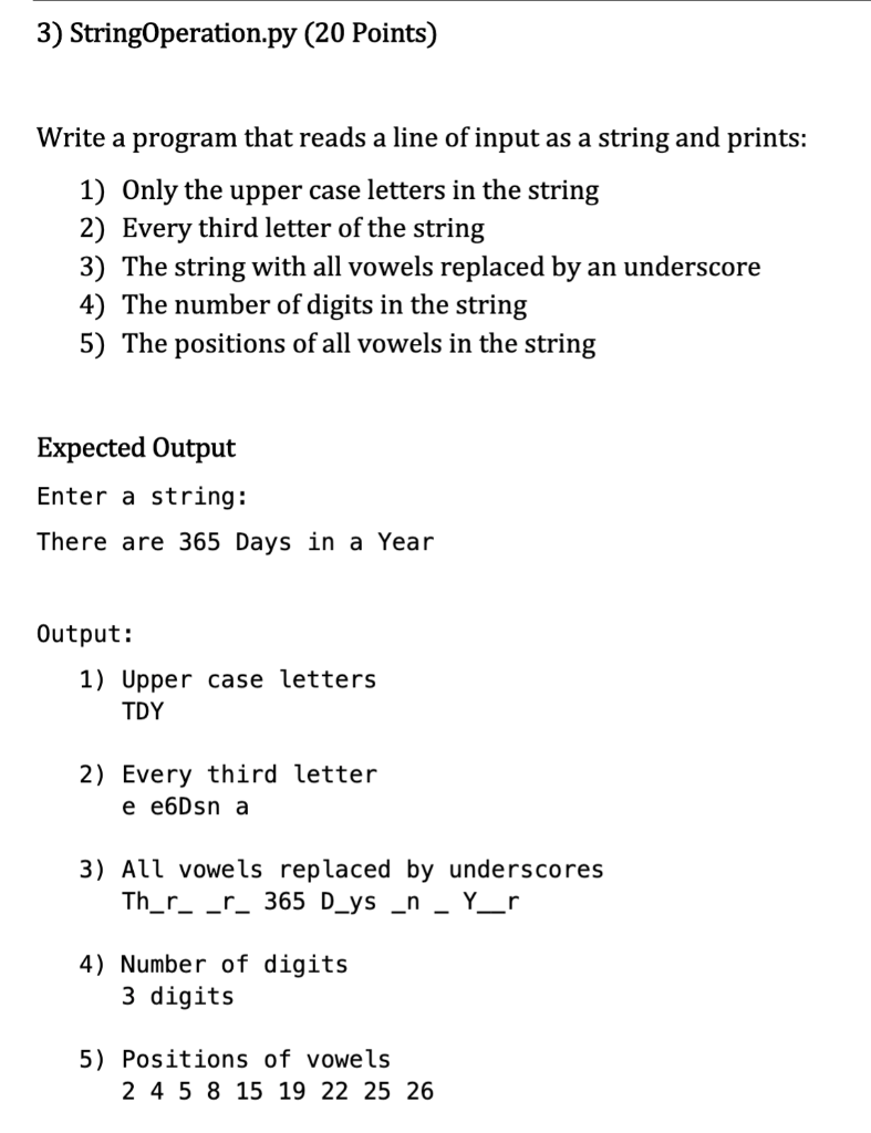3) String Operation.py (20 Points) Write a program | Chegg.com