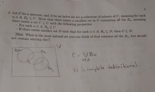 Solved 5 5. Let U Be A Universe, And A Be An Index Set For A | Chegg.com