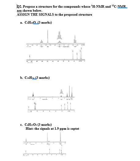Q2 Propose A Structure For The Compounds Whose H Chegg Com