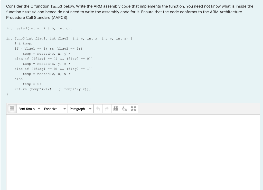 Solved Consider the C function func3 below. Write the ARM
