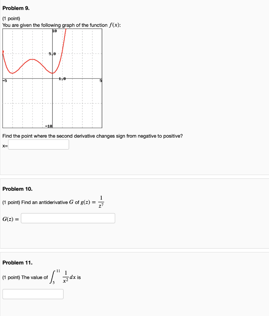 Solved Problem 9. (1 point) You are given the following | Chegg.com