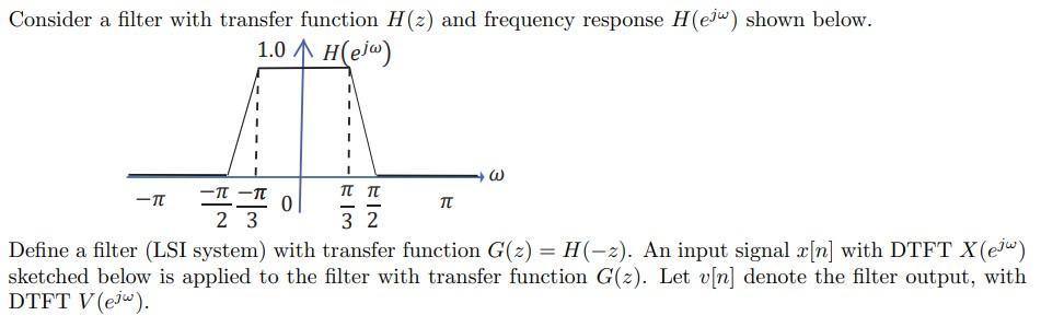 Solved Define a filter (LSI system) with transfer function | Chegg.com
