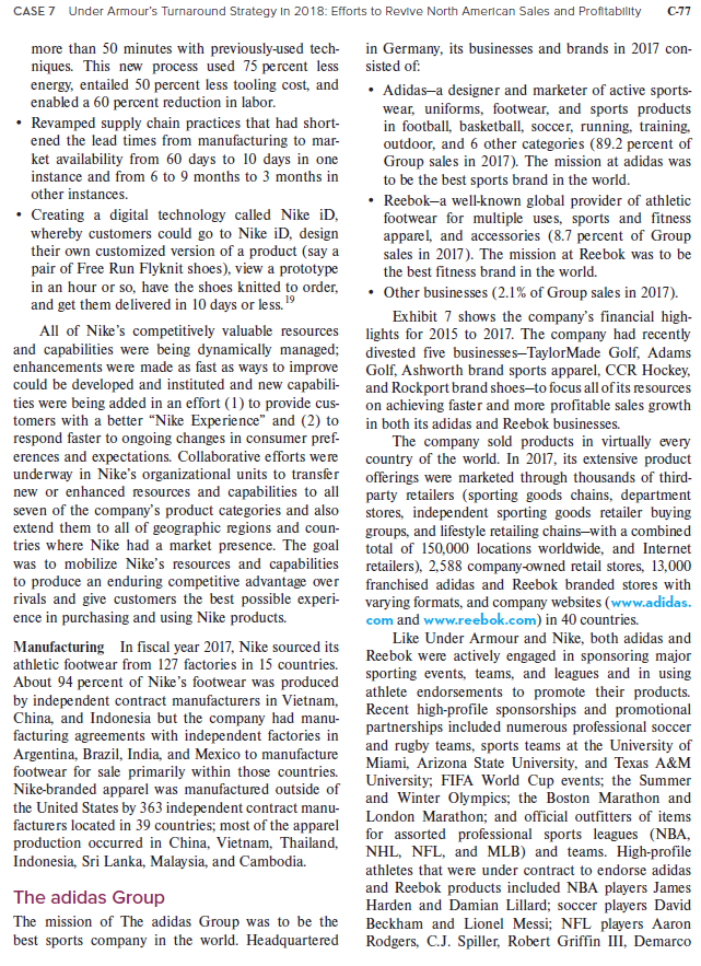 Solved UNDER ARMOUR CASE Under Armour CEO Kevin Plank Has...