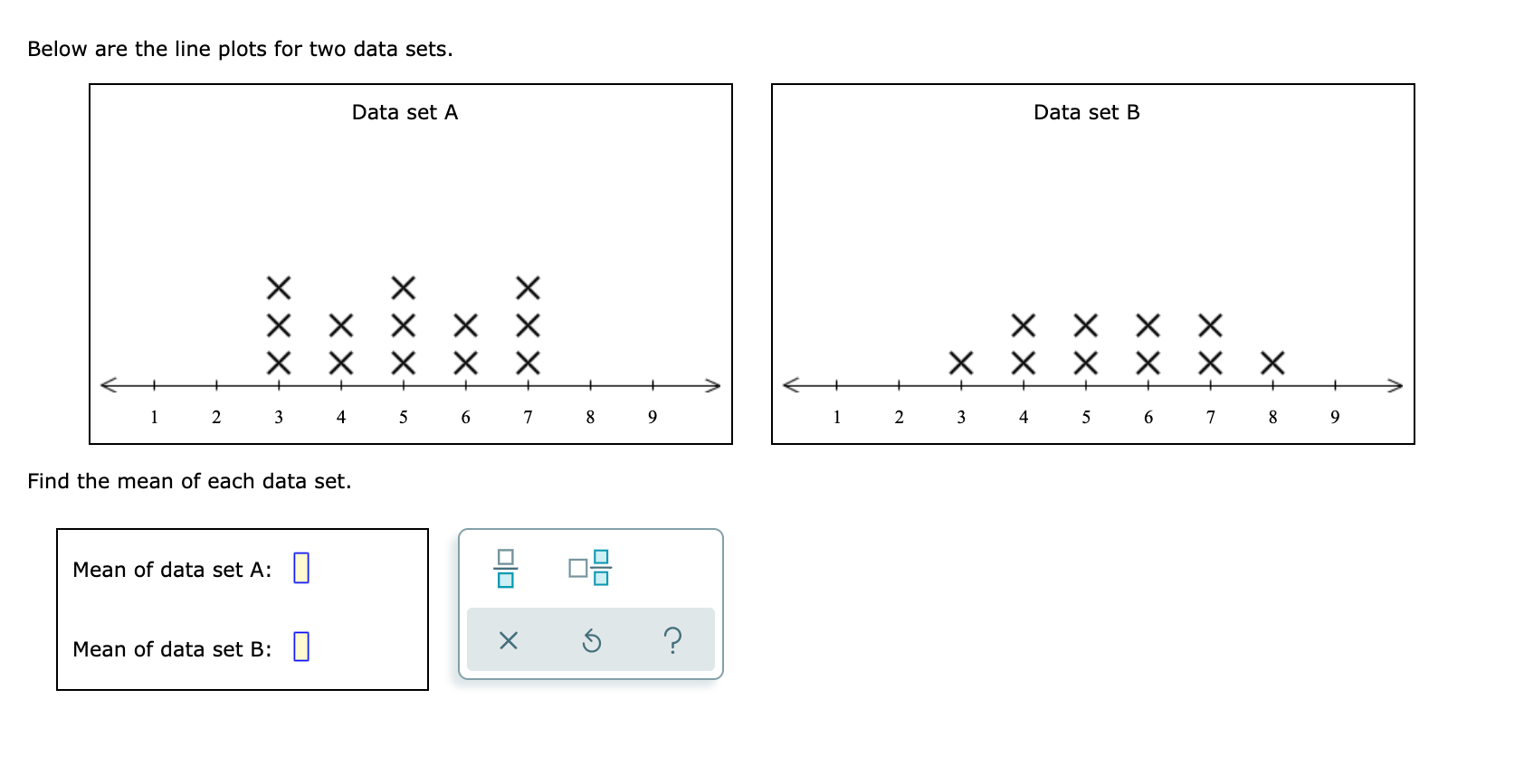 Solved Below are the line plots for two data sets. Data set | Chegg.com