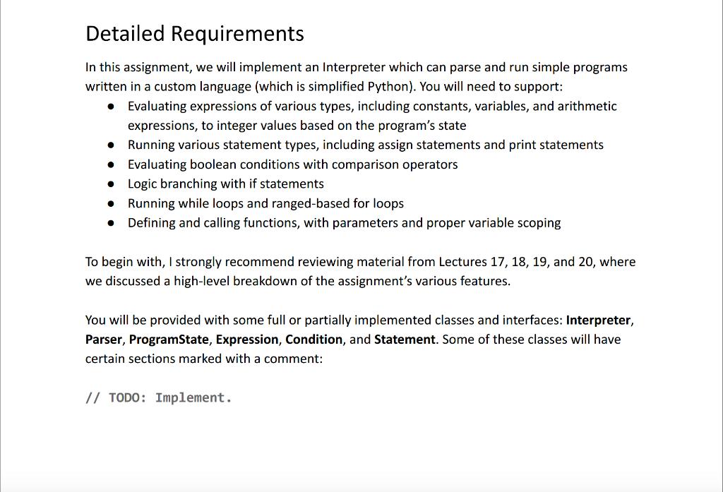 Detailed Requirements In this assignment, we will | Chegg.com