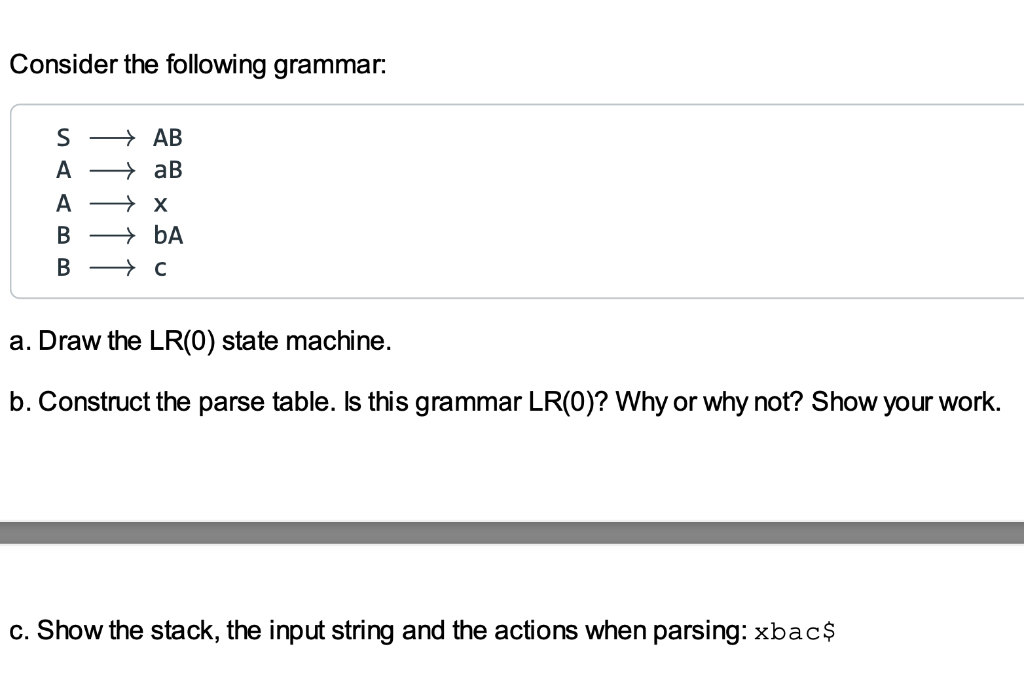 Solved Consider The Following Grammar: S —— AB A - AB A - X | Chegg.com