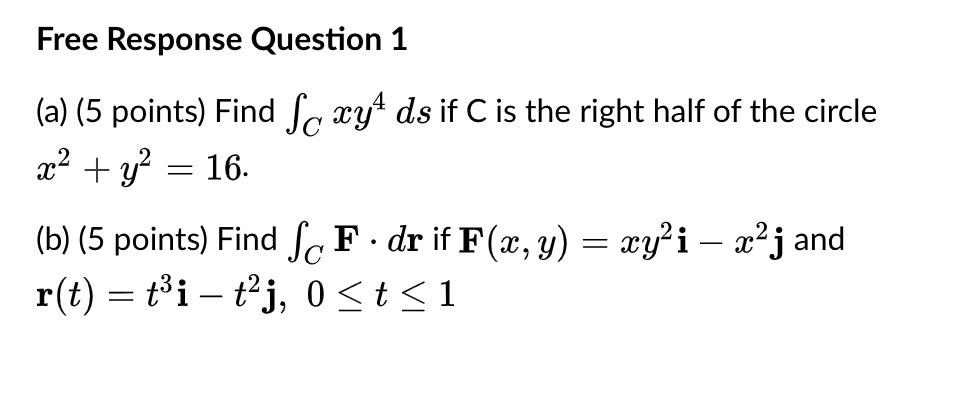 Solved Free Response Question 1 A 5 Points Find Latex Chegg Com