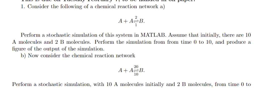Solved 1. Consider the following of a chemical reaction | Chegg.com
