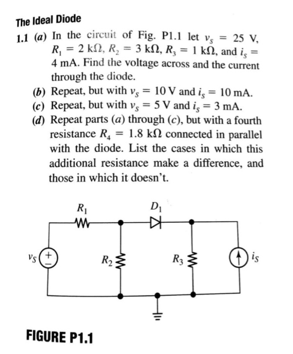 Solved The Ideal Diode 1.1 (a) In The Circuit Of Fig. P1.1 | Chegg.com