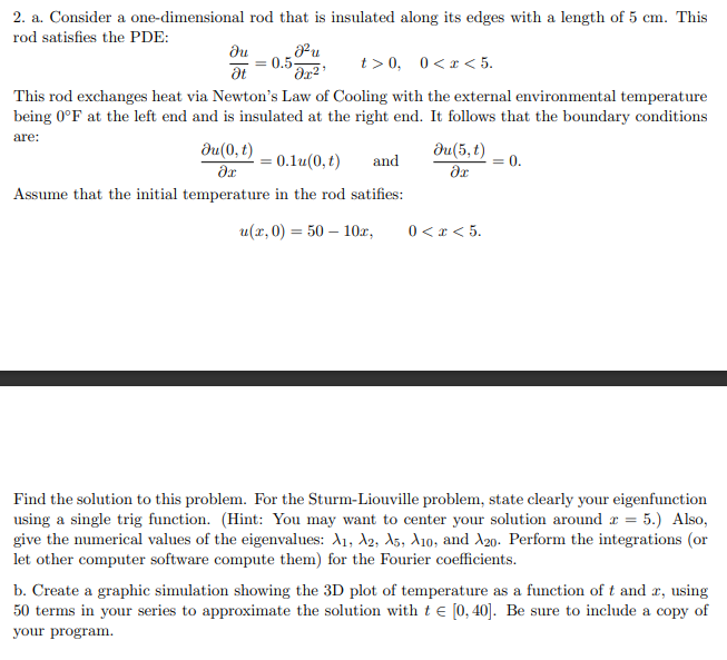 Solved 2. a. Consider a one-dimensional rod that is | Chegg.com
