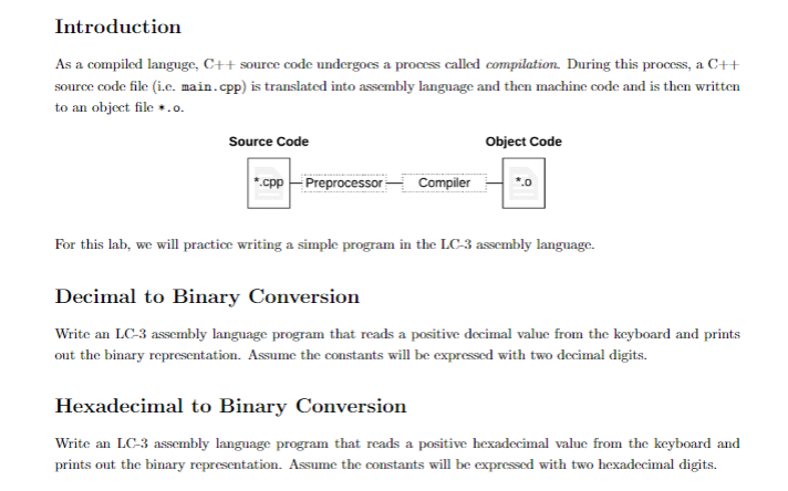 Solved Introduction As a compiled languge, C source code | Chegg.com