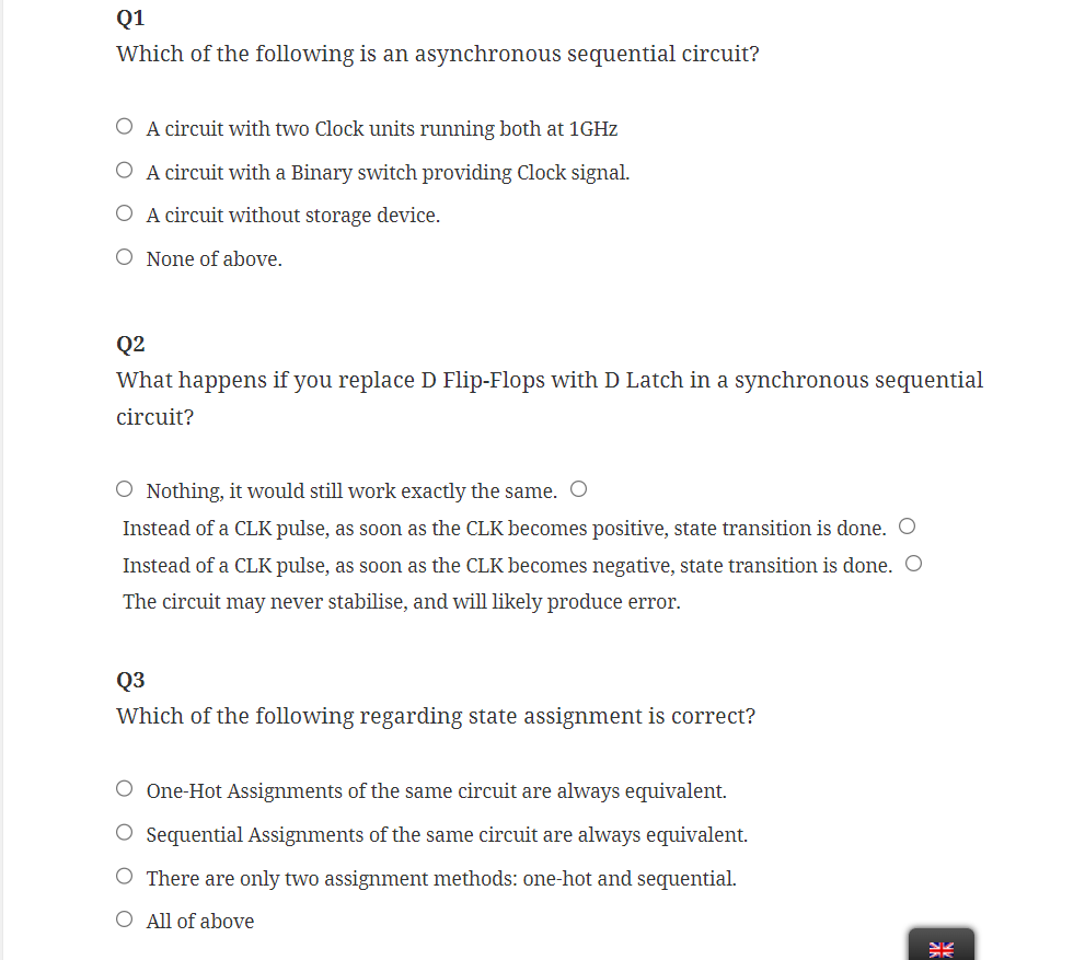 Solved Q7 A sequential circuit has reached step 3 of its 8 | Chegg.com