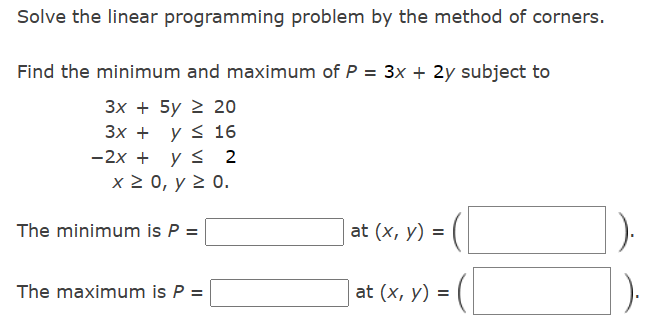 Solved Solve The Linear Programming Problem By The Method Of | Chegg.com