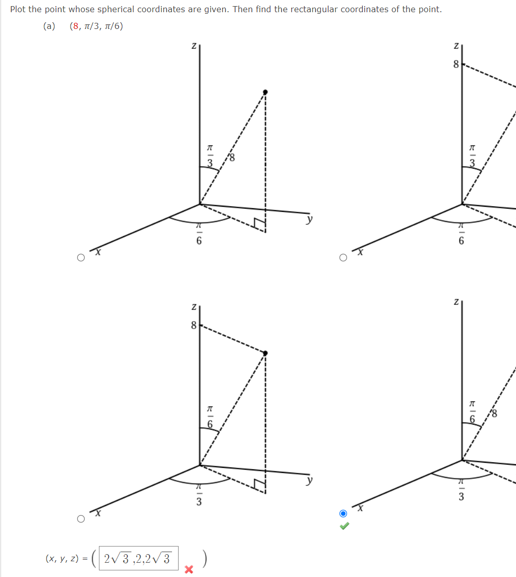 Solved Plot the point whose spherical coordinates are given. | Chegg.com