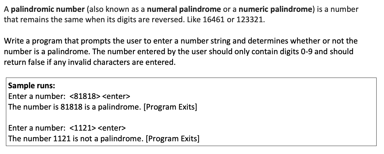 Solved A palindromic number (also known as a numeral | Chegg.com